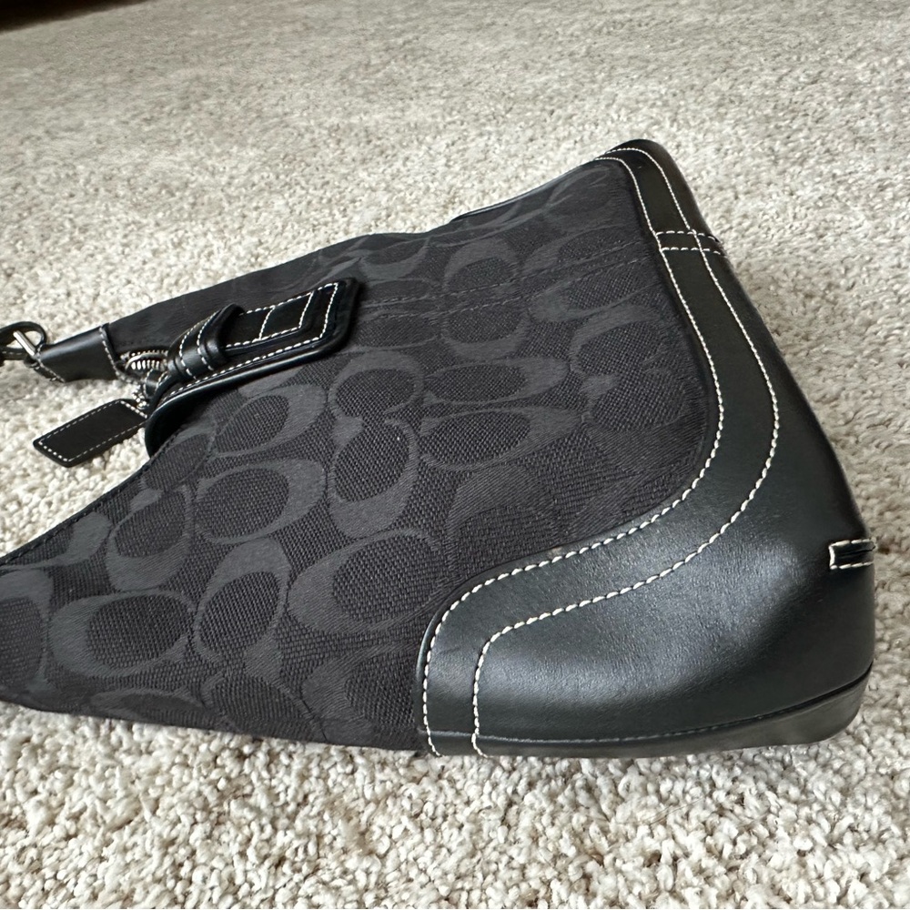 Coach Black Leather Trim Shoulder Bag - Picture 4 of 8